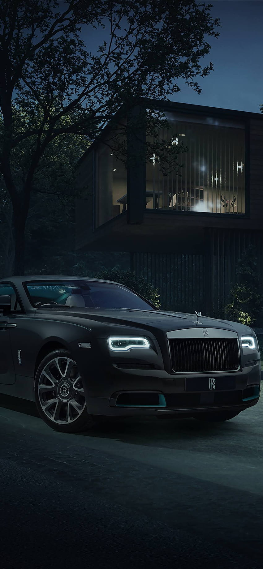 Czarny Rolls Royce Mobile, luksusowy samochód, Rolls Royce Ghost 2022 Android Tapeta na telefon HD