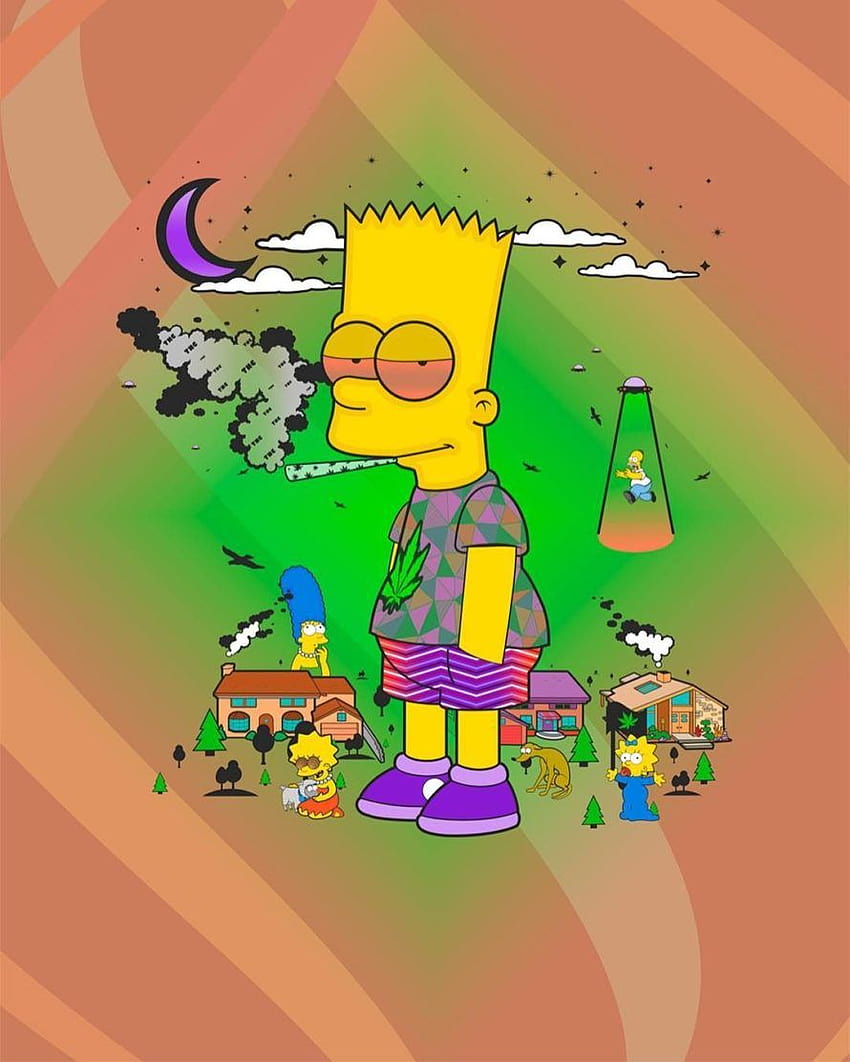 Simpsons Weed, aesthetic weed HD phone wallpaper