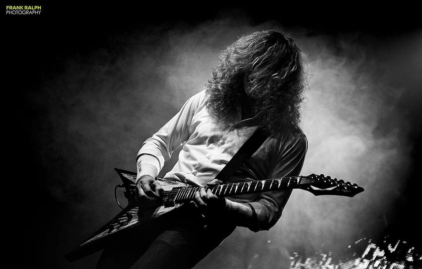 cena, violão, show, metal, violão, camisa, Rocha, cabelo, Megadeth, Dave mustaine, seção музыка, guitarra de metal papel de parede HD