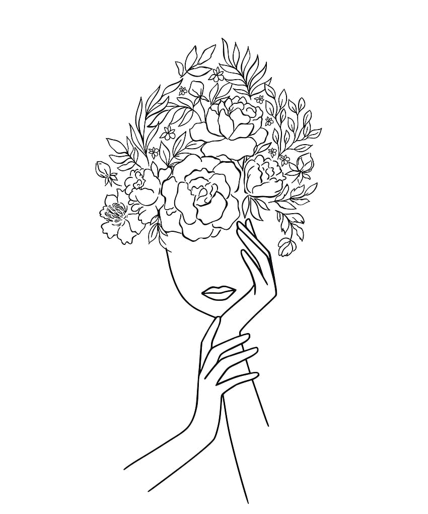Beli Wanita Dengan Kepala Bunga, bunga garis wanita wallpaper ponsel HD