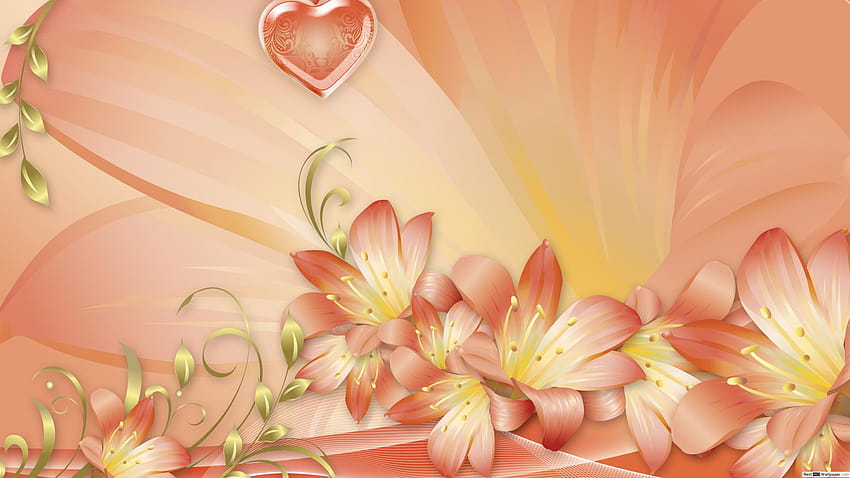 pastel heart and flowers ...best HD wallpaper