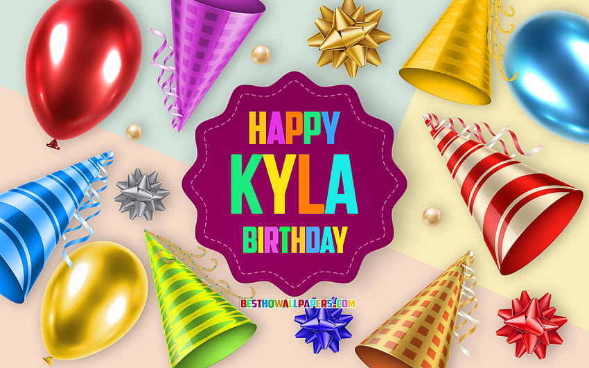 Happy Birtay Kyla, Birtay Balloon Background, Kyla, creative art, Happy Kyla birtay, silk bows, Kyla Birtay, Birtay Party Backgrounds with resolution 3840x2400. High Quality HD wallpaper