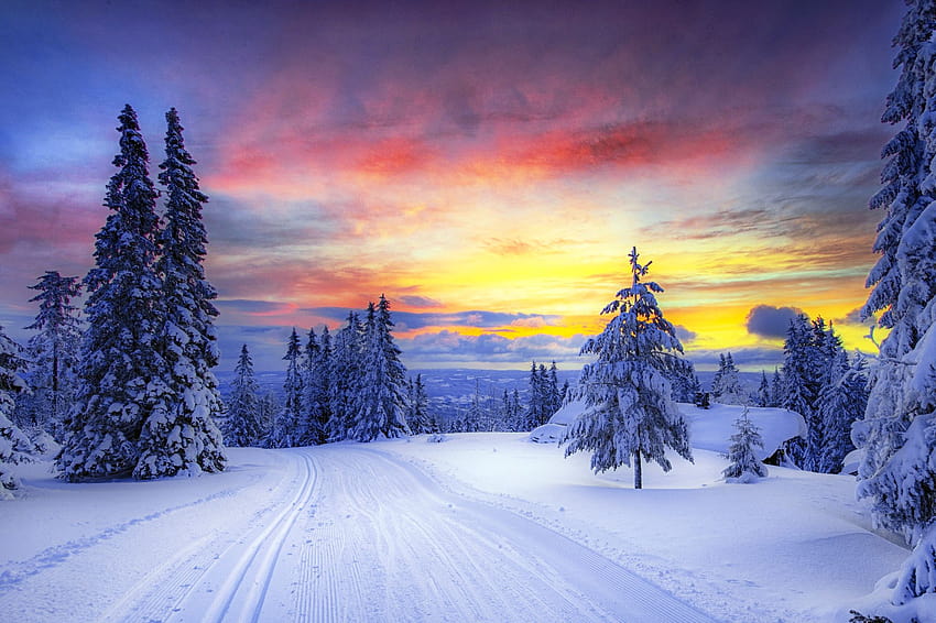 Nevado, tiempo de invierno, invierno, nubes, paisaje, montañas, naturaleza, atardecer, cielo, nieve, amanecer ::, amanecer con nieve fondo de pantalla