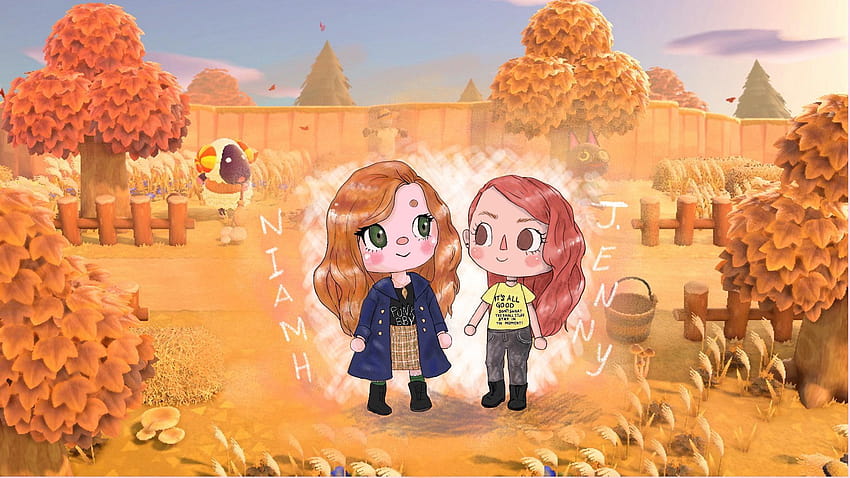 I drew my girlfriend in AC style., animal crossing fall HD wallpaper