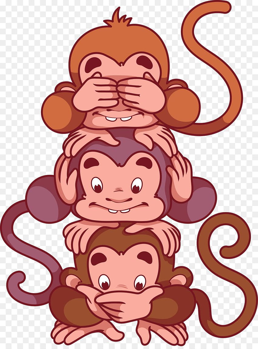 Monkey Cartoon png, tre scimmie sagge Sfondo del telefono HD