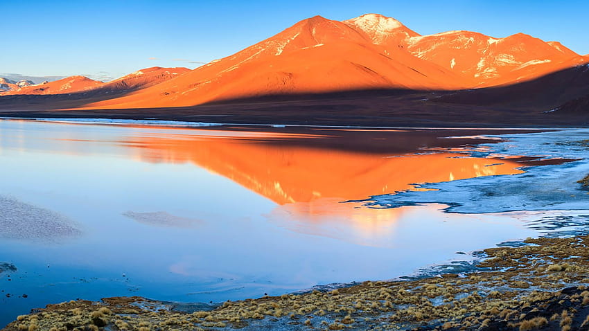 Sunrise over Laguna Colorada, Bolivian Altiplano, Andes, Bolivia HD wallpaper