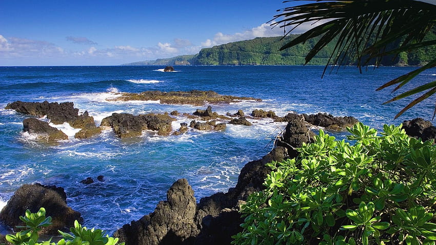 ocean coastline from the shores of Maui Hawaii on HD wallpaper