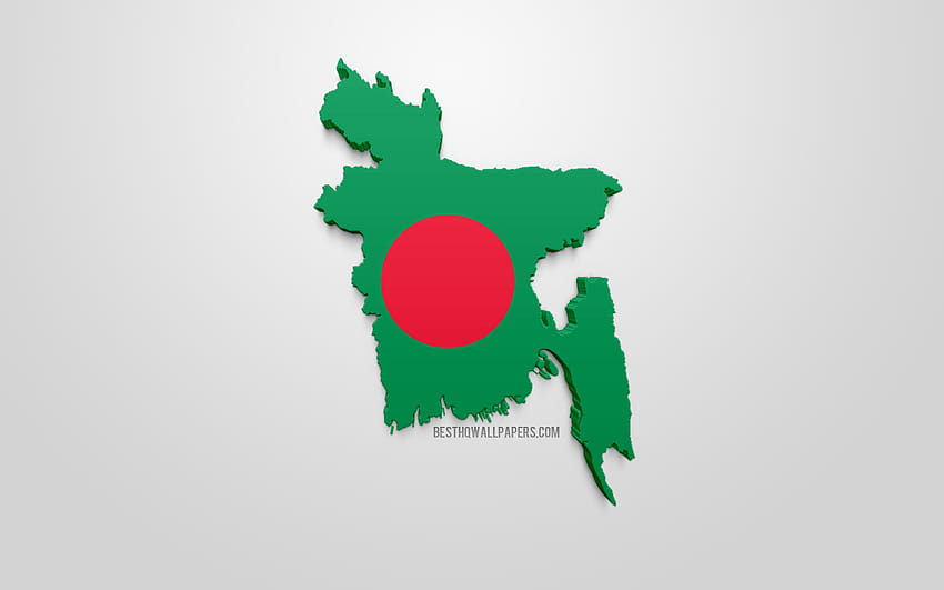 3d flag of Bangladesh, map silhouette of, bangladesh map HD wallpaper