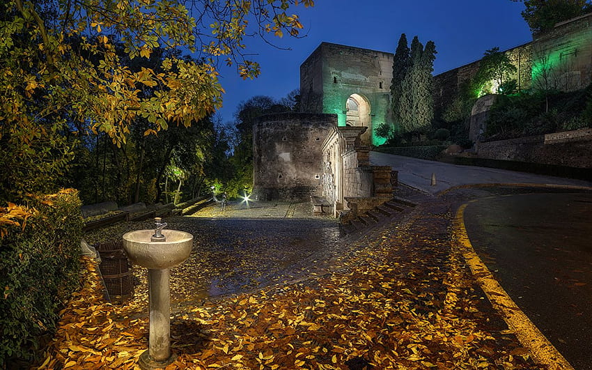 Rays of light Palace Leaf Spain Alhambra Granada Autumn, autumn in spain HD wallpaper
