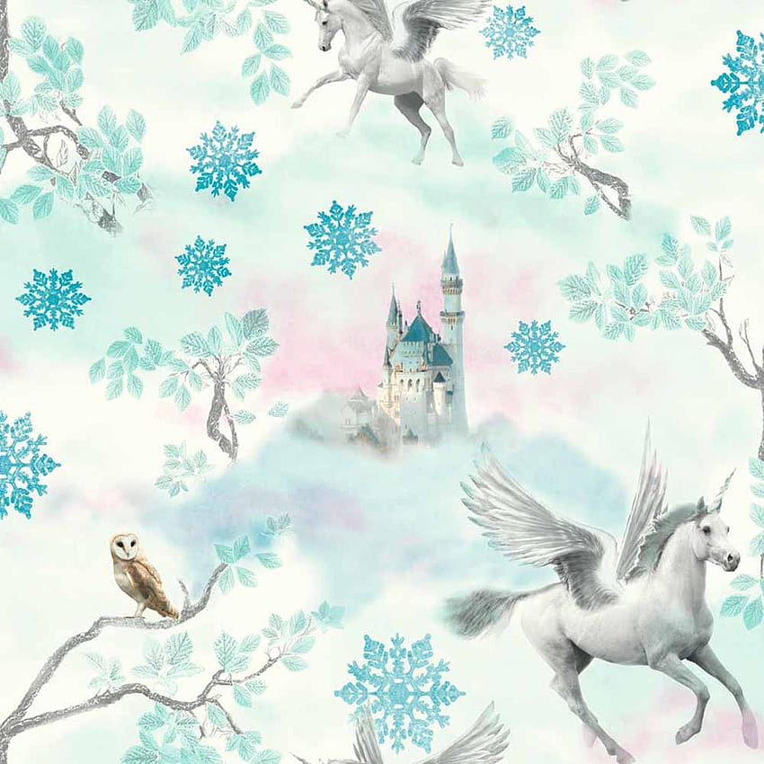 Fairytale Unicorn Horse Textured Glitter Effect White Ice Blue, girl and unicorn HD phone wallpaper