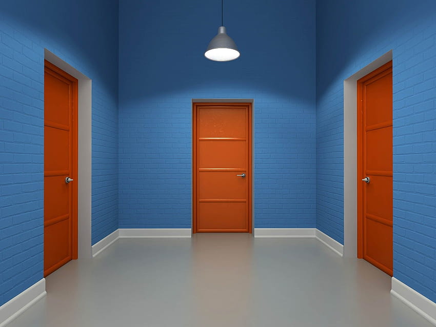 Three Doors In An Empty Room HD wallpaper