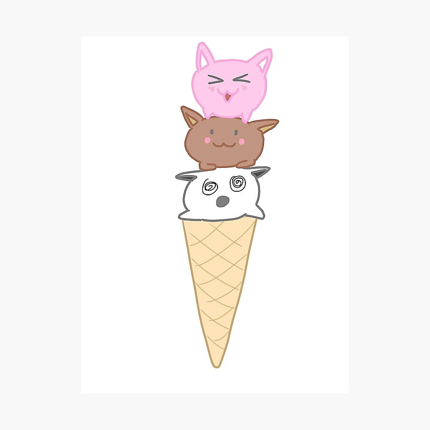 Cono de helado de gato Chibi fondo de pantalla del teléfono