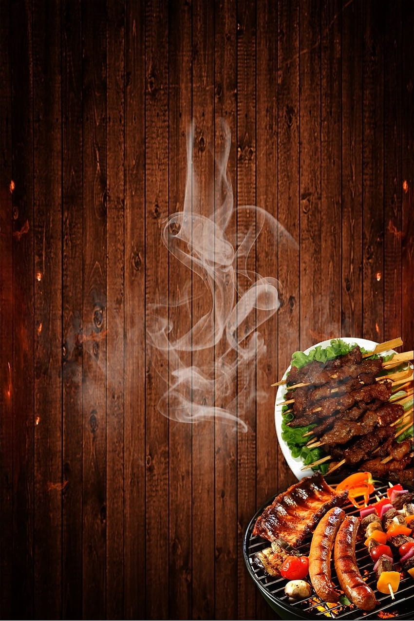 Plakat z jedzeniem i piciem z grilla, grill z jedzeniem Tapeta na telefon HD