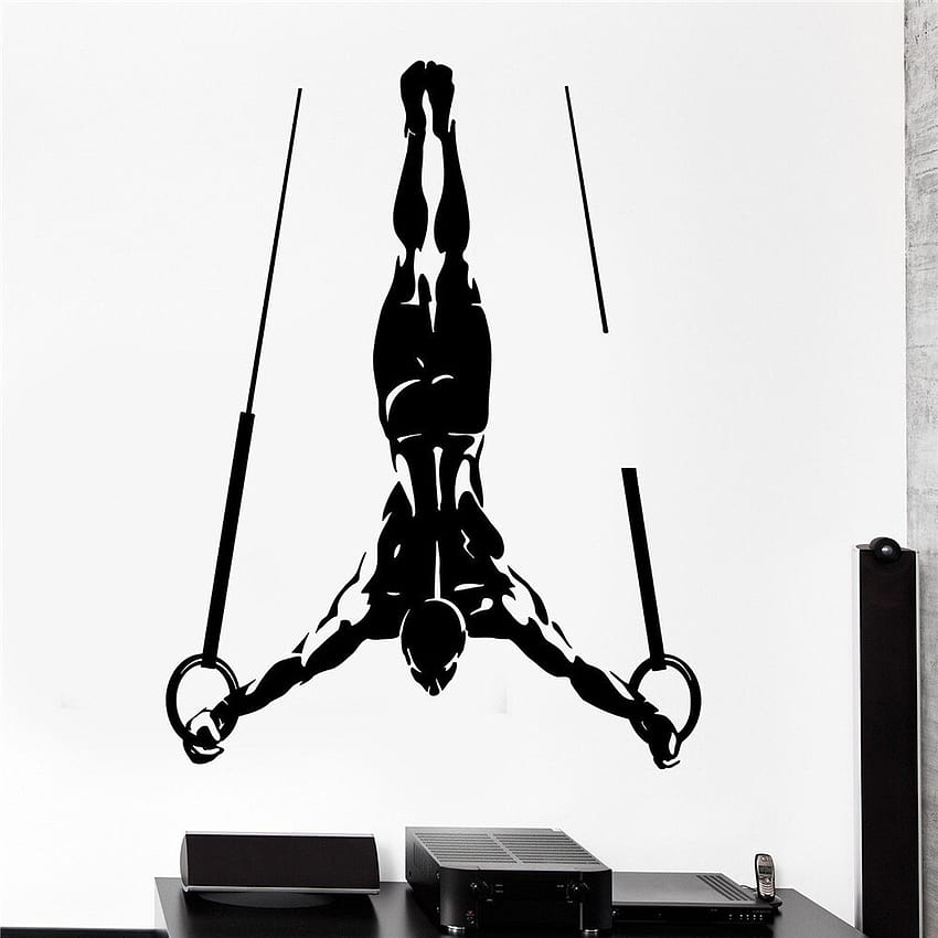ファッションスポーツホームウォールステッカースポーツ筋肉男体操リングビニールの壁の芸術男の子の寝室の家の装飾 HD電話の壁紙