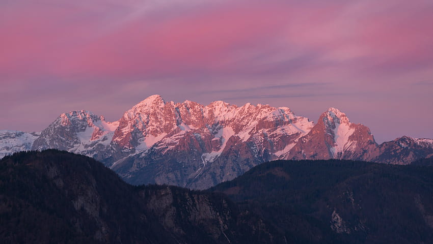 3840x2167 Amanecer rosa en las montañas, amanecer de montaña ultra fondo de pantalla