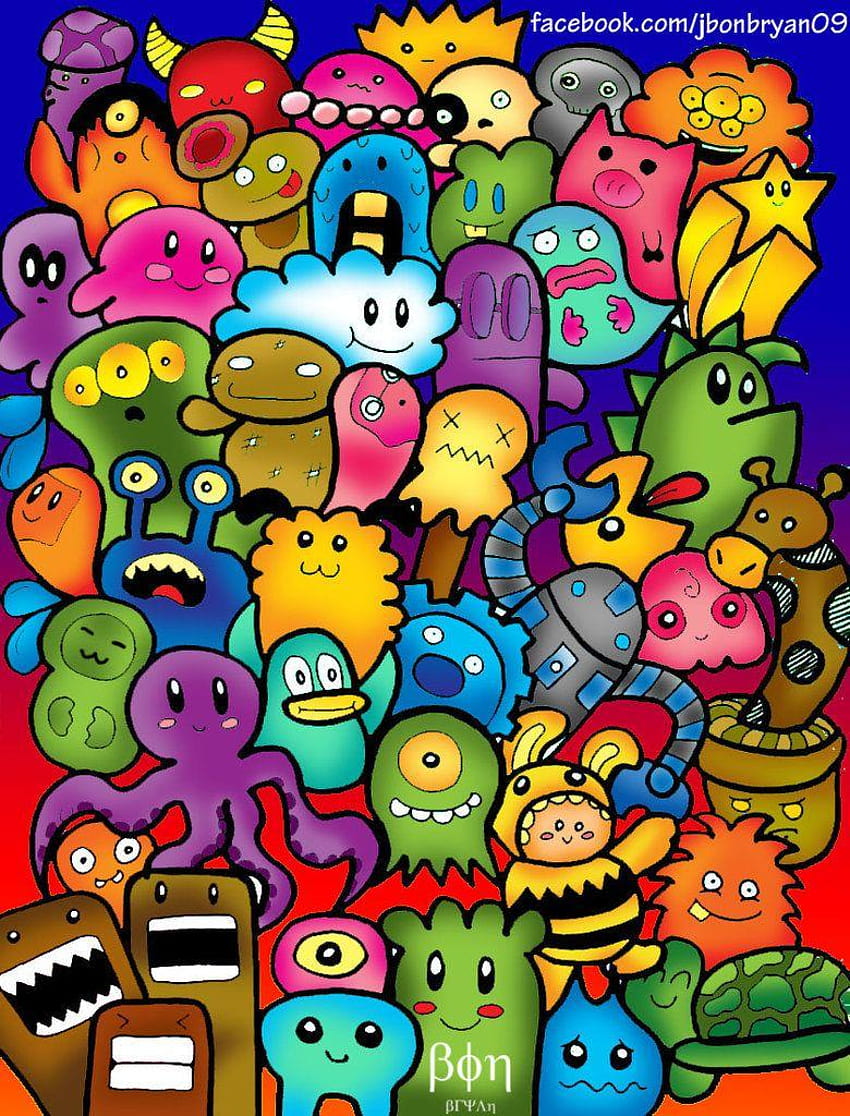 Simpatico doodle colorato Sfondo del telefono HD