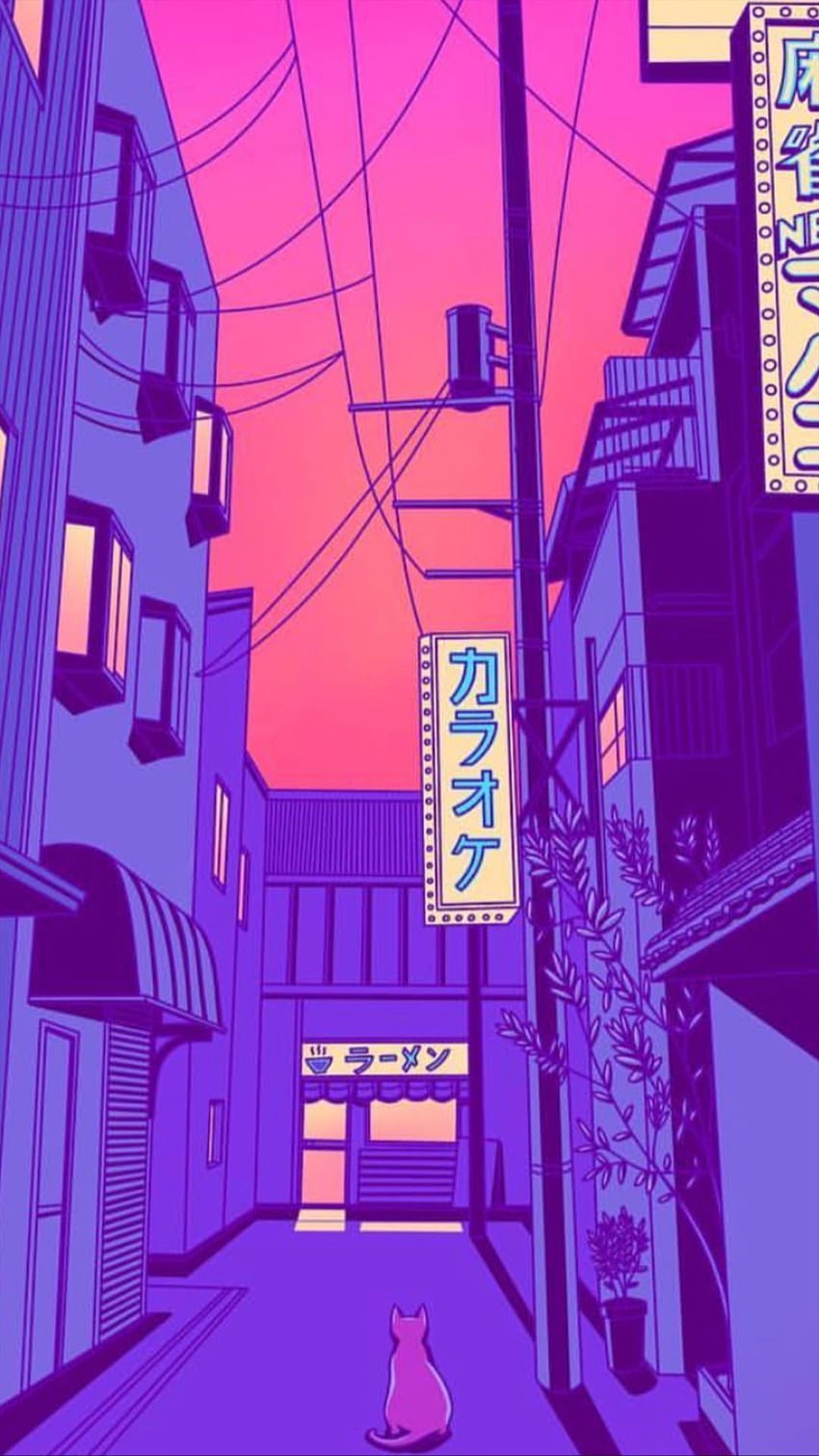 Esthétique japonaise Vaporwave, esthétique japonaise noire et violette Fond d'écran de téléphone HD