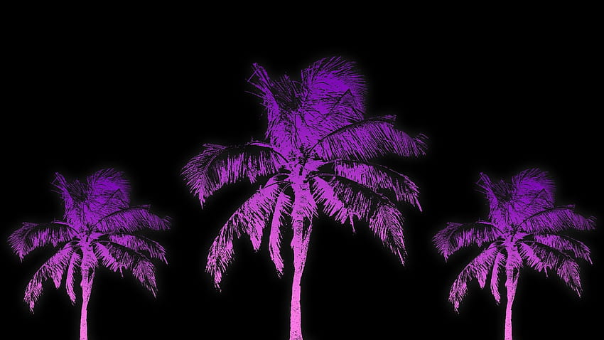 Palm Tree, Pink, Purple, Abstract, purple palm trees HD wallpaper