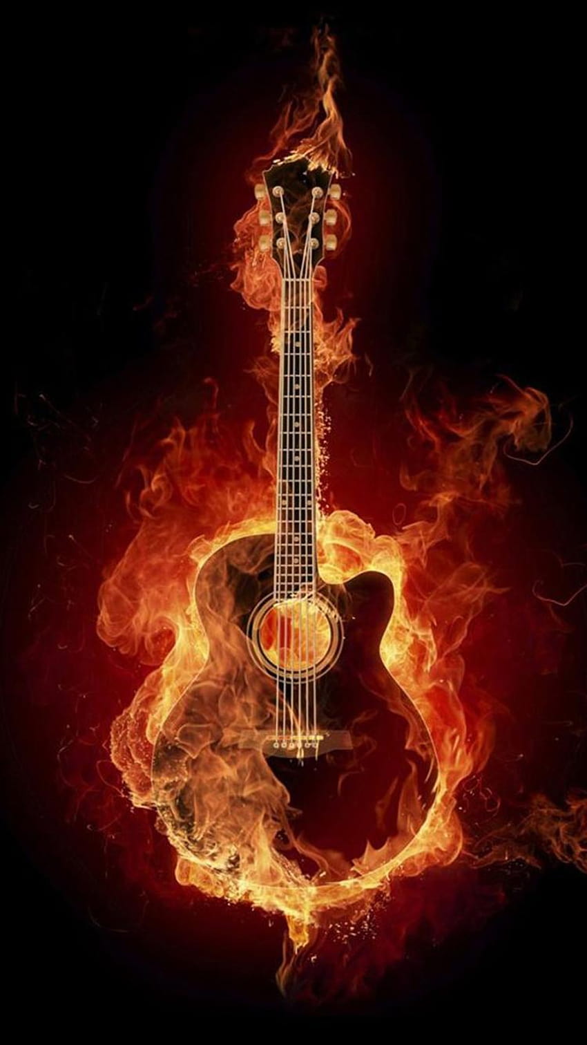 Coole Feuer-Gitarre Iphone 6, E-Gitarrentelefon HD-Handy-Hintergrundbild