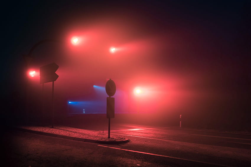 Ampeln, Nacht, Nebel, Nebel, Grafik, Straßenlaternen HD-Hintergrundbild