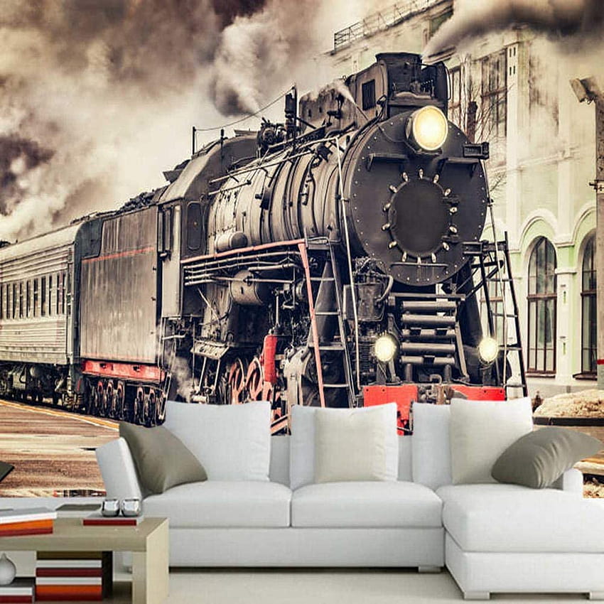 Steam Train Retro 3D ,Living Room Tv Sofa Wall Bedroom Wall Papers Home Decor Restaurant Bar Mural,150Cmx105Cm: Kitchen & Dining HD phone wallpaper