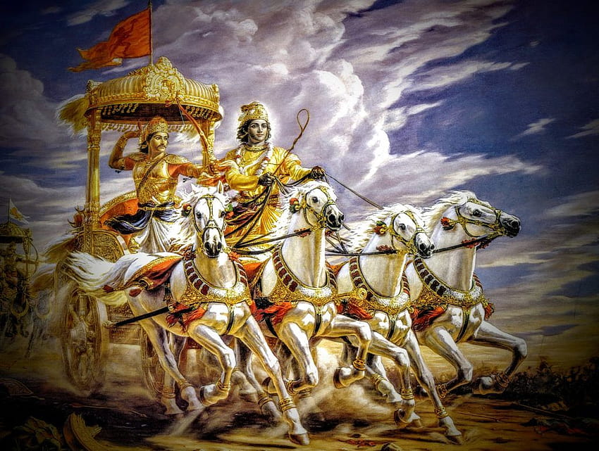 Krishna arjuna chariot for iphone, krishna and arjun HD wallpaper