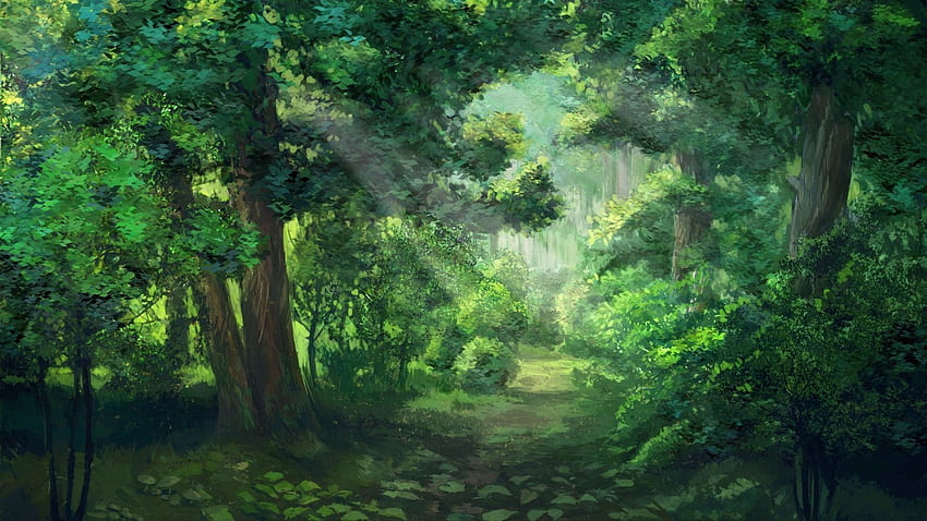 of 112380, green anime scenery HD wallpaper