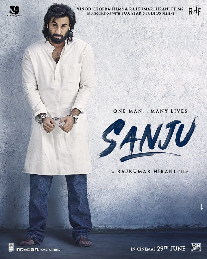Нов плакат на Sanju: Ранбир Капур ни връща назад във времето, когато Санджай Дът беше арестуван за първи път през 1993 г., филм за sanju HD тапет за телефон