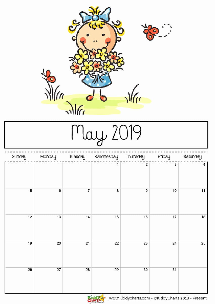 Floral Cute May 2019 Calendar Printable Template for Kids, Student HD phone wallpaper