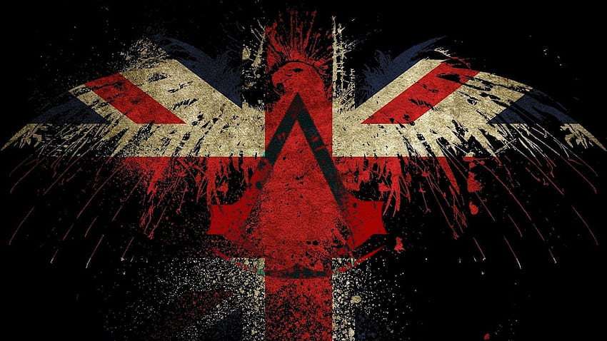 : ilustrasi, gelap, merah, bendera, tekstur, elang, poster, Inggris Wallpaper HD