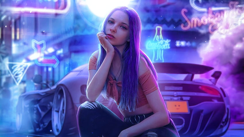 Cyber Girl With Cars, Artist, Backgrounds, and HD wallpaper Cyber Girl With Cars, Artist, Backgrounds, and HD wallpaper