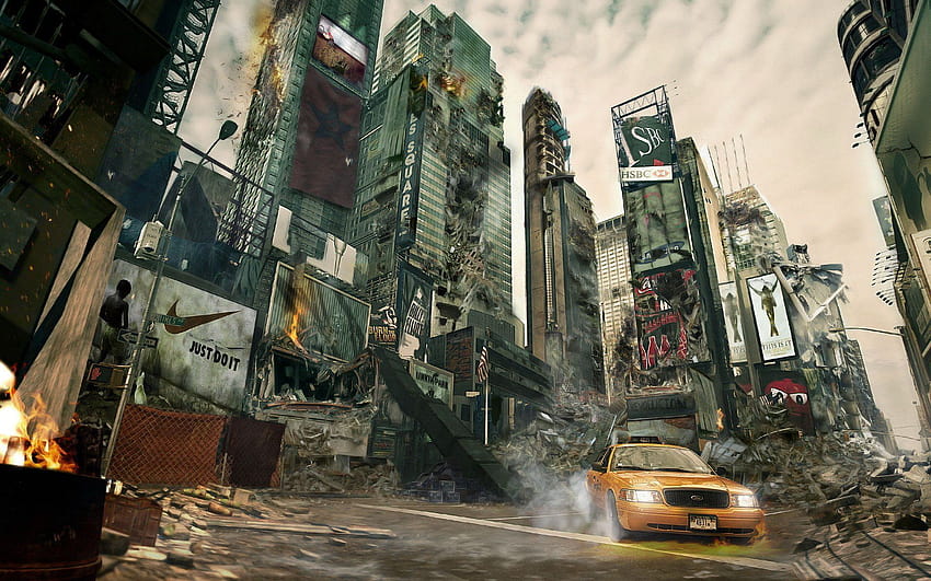 Destroyed City Backgrounds, ruined city HD wallpaper