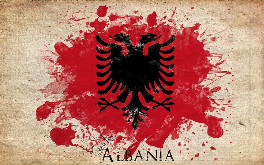 « Carte de typographie Albanie Kosova » par ChR1sAlbo, drapeau albanais Fond d'écran HD