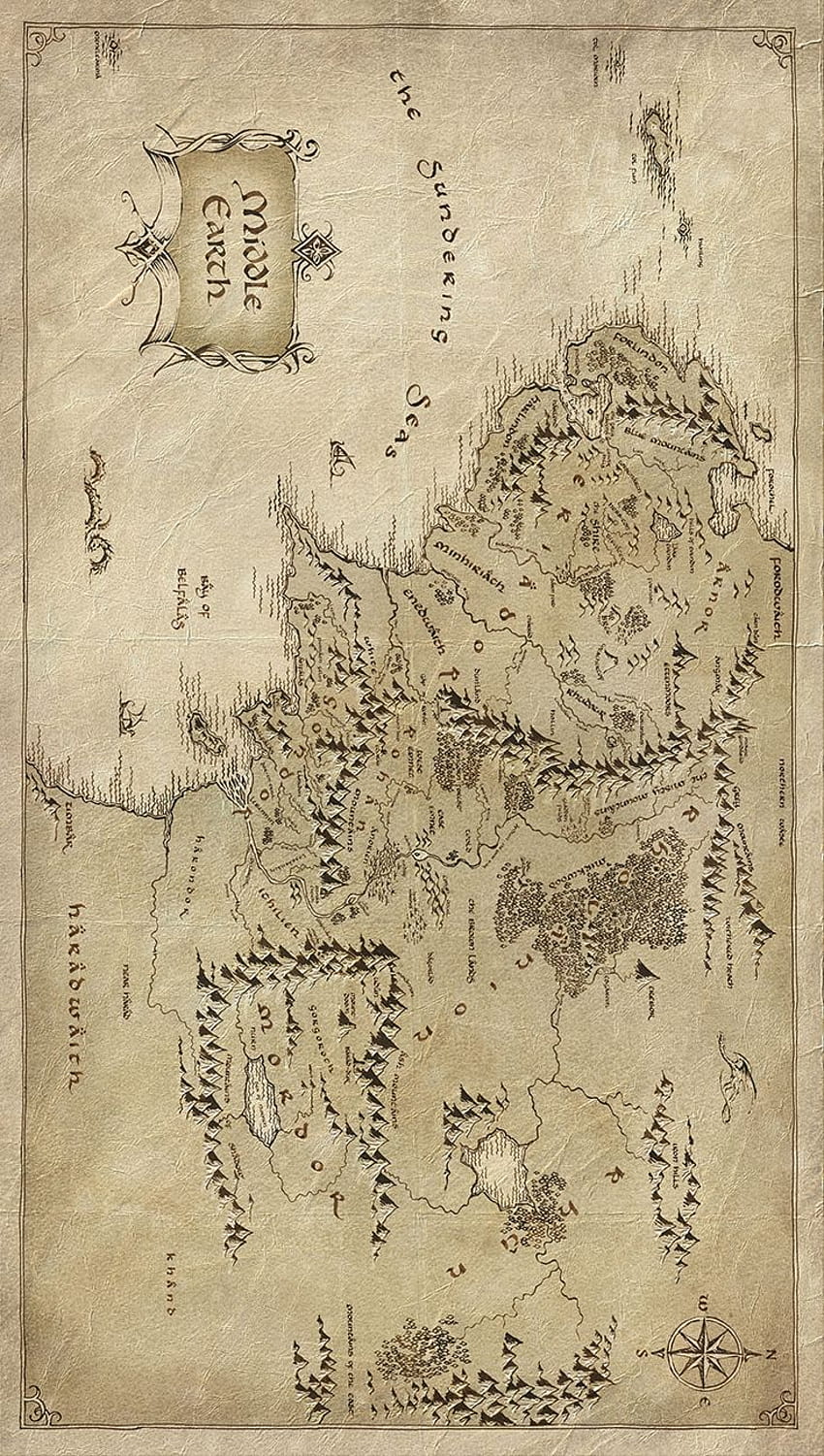 Peta Tolkien peta bumi tengah penguasa cincin penguasa wallpaper ponsel HD