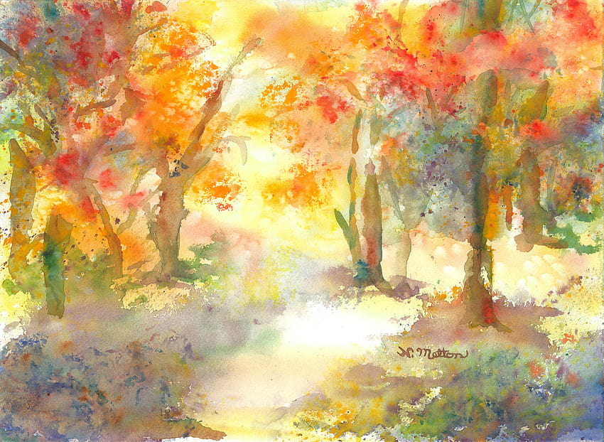 Watercolor Fall paintings, autumn watercolour HD wallpaper