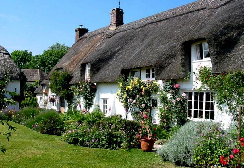 English Cottage Landscape, английски компютър за вила HD тапет
