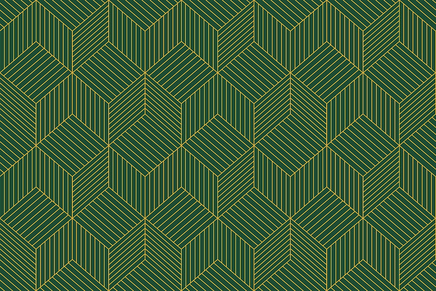 เส้นเรขาคณิตสีเขียวทองไร้ตะเข็บรูปแบบเส้นสีเขียว วอลล์เปเปอร์ HD