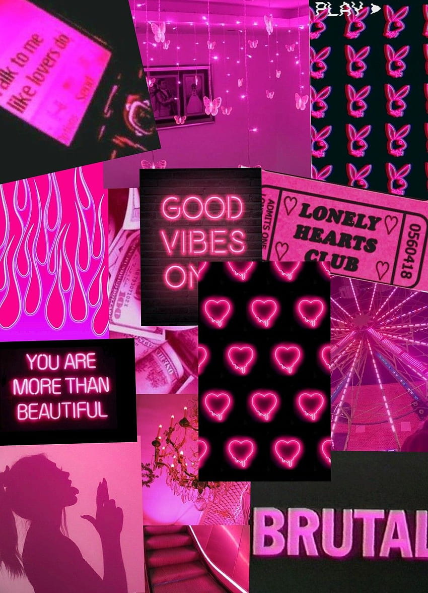 Hot Pink Aesthetic Collage Pink Collage Neon Hd Phone Wallpaper Pxfuel