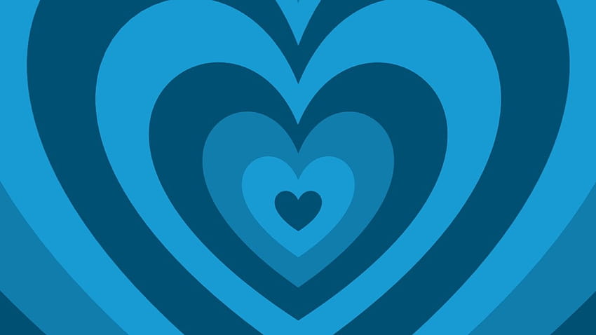 Powerpuff Girls Heart, blaue Herzästhetik HD-Hintergrundbild