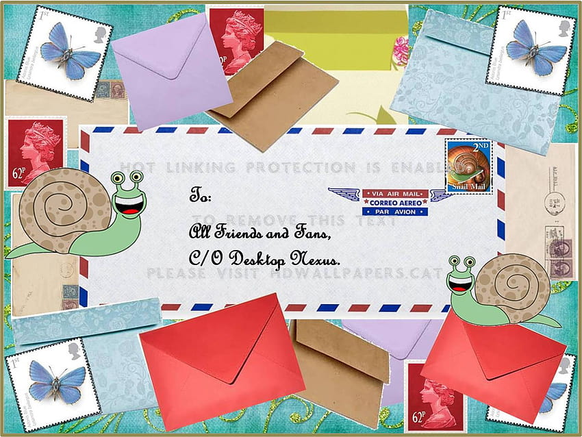 Schneckenpost! Briefmarken Umschläge Adresse 3d und .cat HD-Hintergrundbild