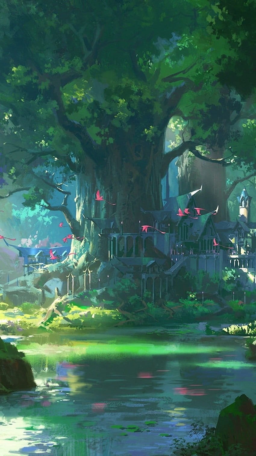 Anime Jungle Scene with Lush Plants | A Relaxing and Dreamy Piece of Art  for Your Home