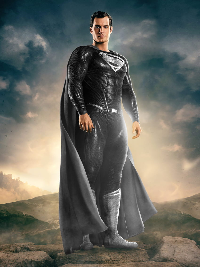FANMADE: Черен костюм Супермен! Редактирано с помощта на плаката на JL Superman като основа. : DC_Cinematic HD тапет за телефон
