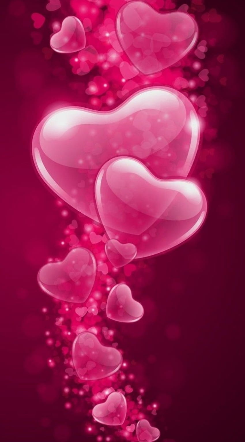 love pink, heart bubbles HD phone wallpaper