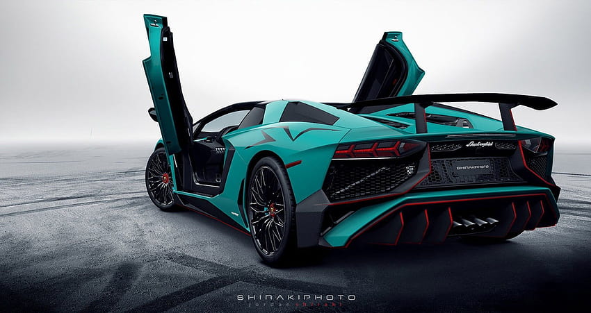 auto sportiva Lamborghini verde acqua e nera Lamborghini Aventador nel 2020, lambo verde acqua Sfondo HD