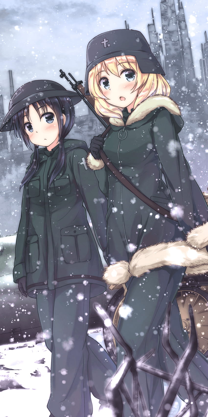 Anime/Girls' Last Tour, winter anime girls mobile HD phone wallpaper