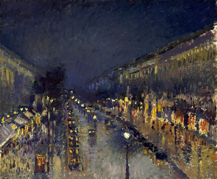 Fichier:Camille Pissarro, Le boulevard Montmartre la nuit, 1897.jpg Fond d'écran HD