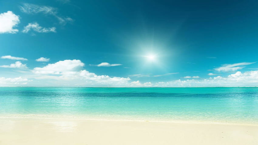 praia, lindo, céu azul, viagem, tropical, dia de sol, nuvens..., céu e mar papel de parede HD