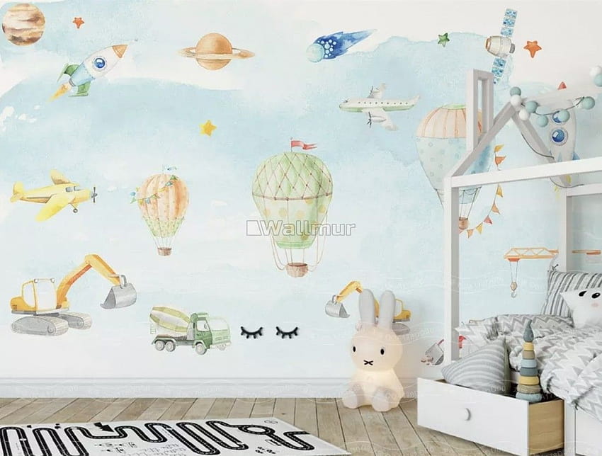 Детски стенопис с балони с горещ въздух • Wallmur®, детска HD тапет