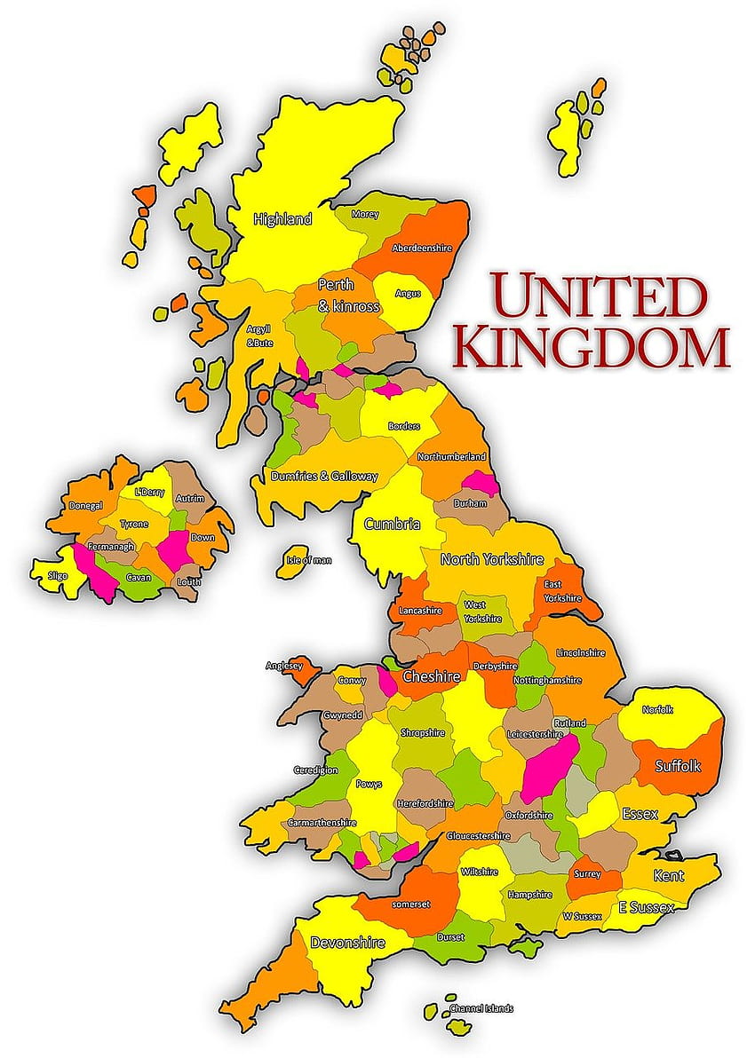 แผนที่สหราชอาณาจักร, แผนที่อังกฤษ วอลล์เปเปอร์โทรศัพท์ HD