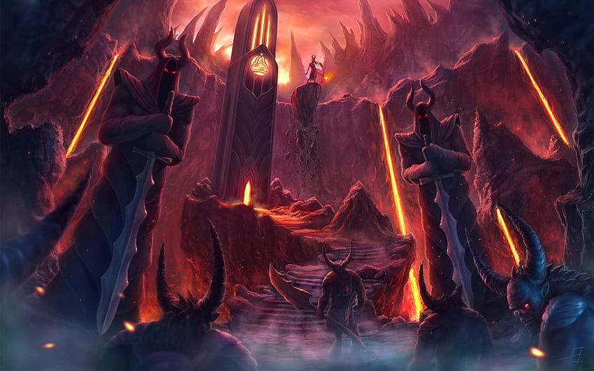 demon Horns Fantasy, underworld demon HD wallpaper